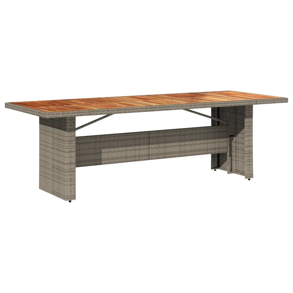 Tuintafel met acaciahouten blad 240x90x75 cm poly rattan grijs