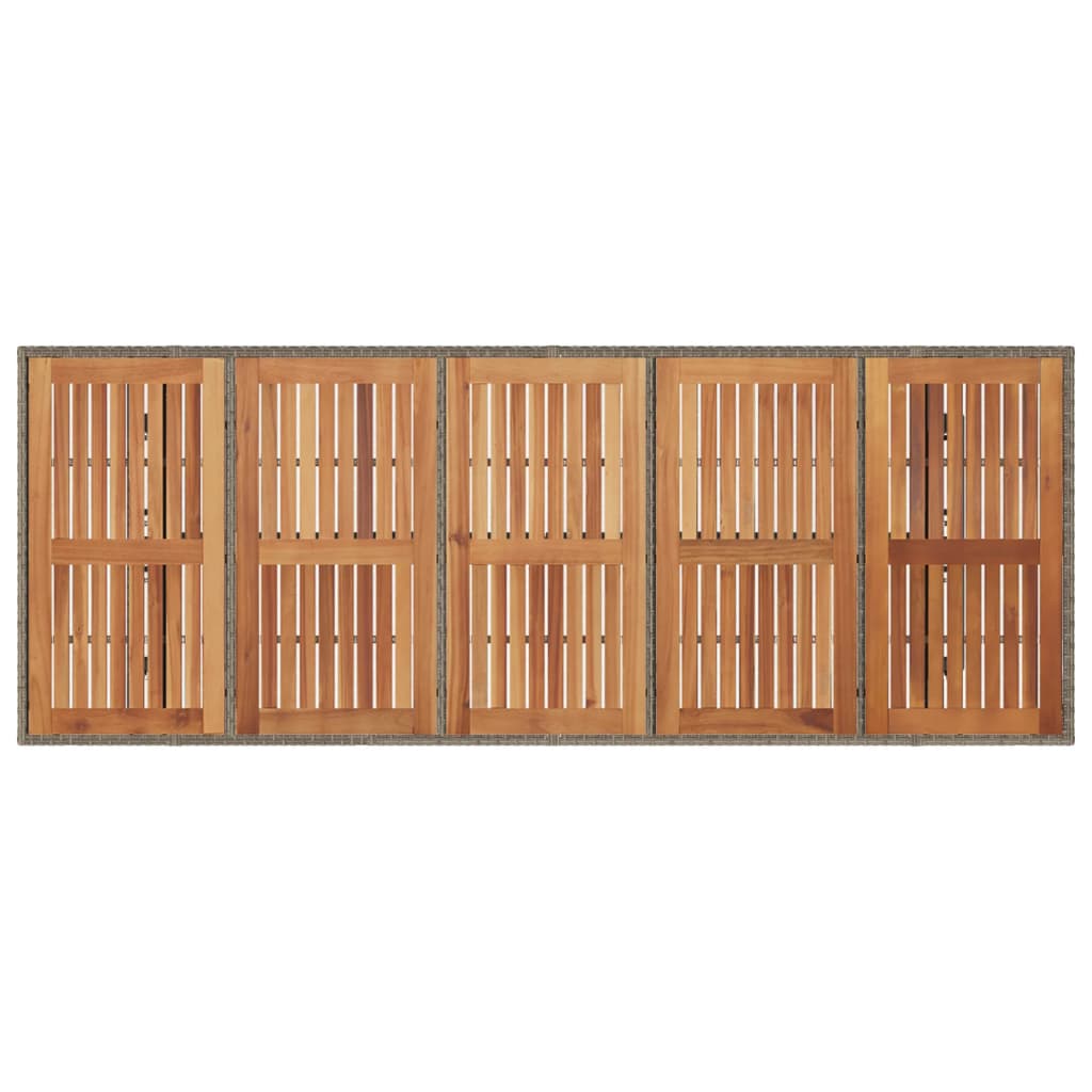 Tuintafel met acaciahouten blad 240x90x75 cm poly rattan grijs