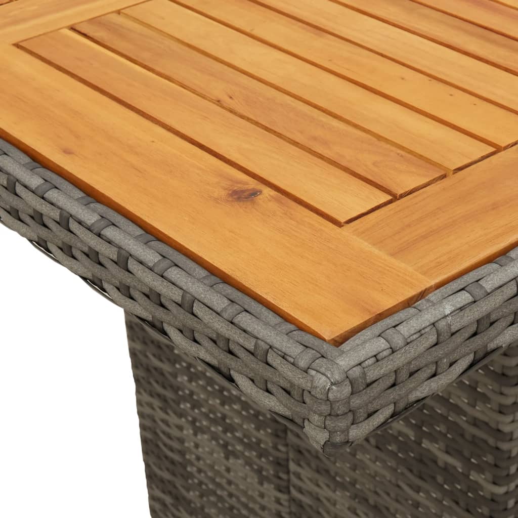 Tuintafel met acaciahouten blad 240x90x75 cm poly rattan grijs