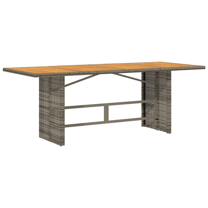 Tuintafel met acaciahouten blad 190x80x75 cm poly rattan grijs