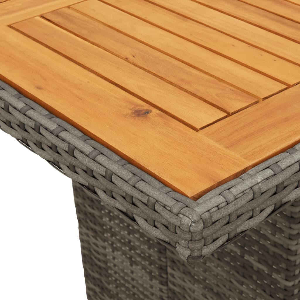 Tuintafel met acaciahouten blad 190x80x75 cm poly rattan grijs