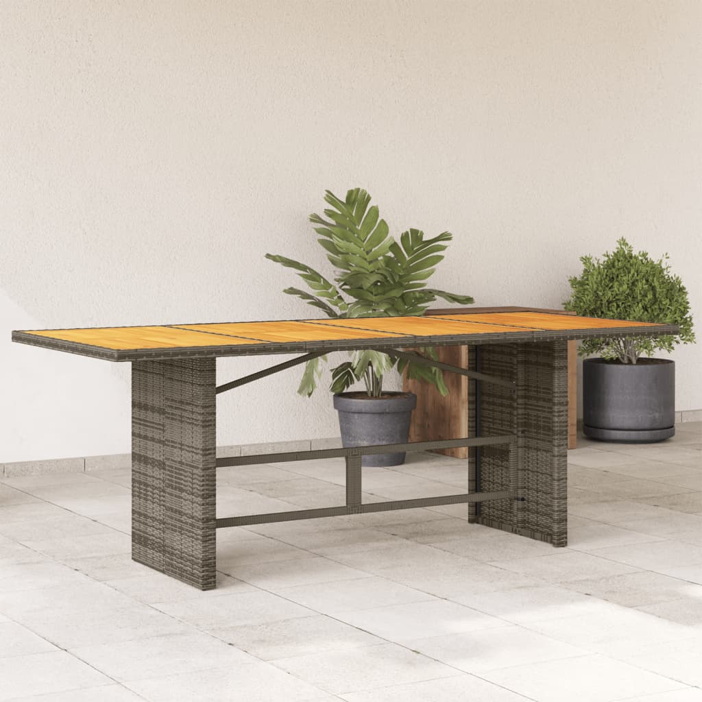 Tuintafel met acaciahouten blad 190x80x75 cm poly rattan grijs