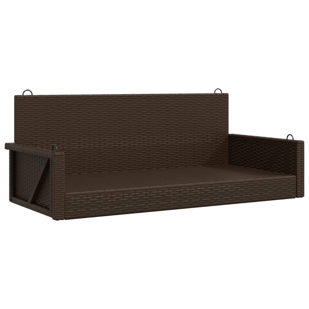 Schommelbank 119x56x48 cm poly rotan bruin