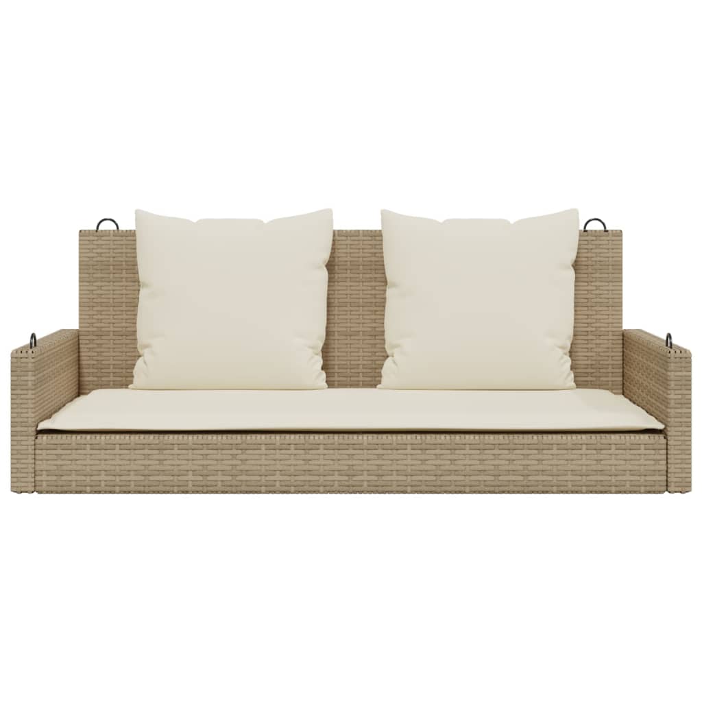 Schommelbank met kussens 119x56x48 cm poly rattan beige