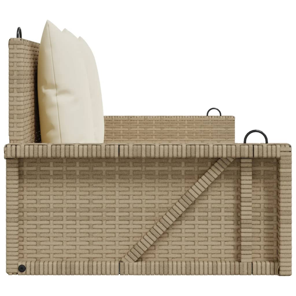 Schommelbank met kussens 119x56x48 cm poly rattan beige