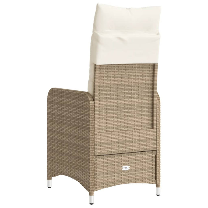 Tuinstoelen 2 st verstelbaar met kussens poly rattan beige