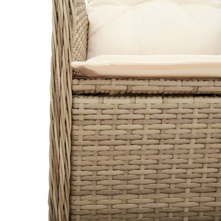 Tuinstoelen 2 st verstelbaar met kussens poly rattan beige