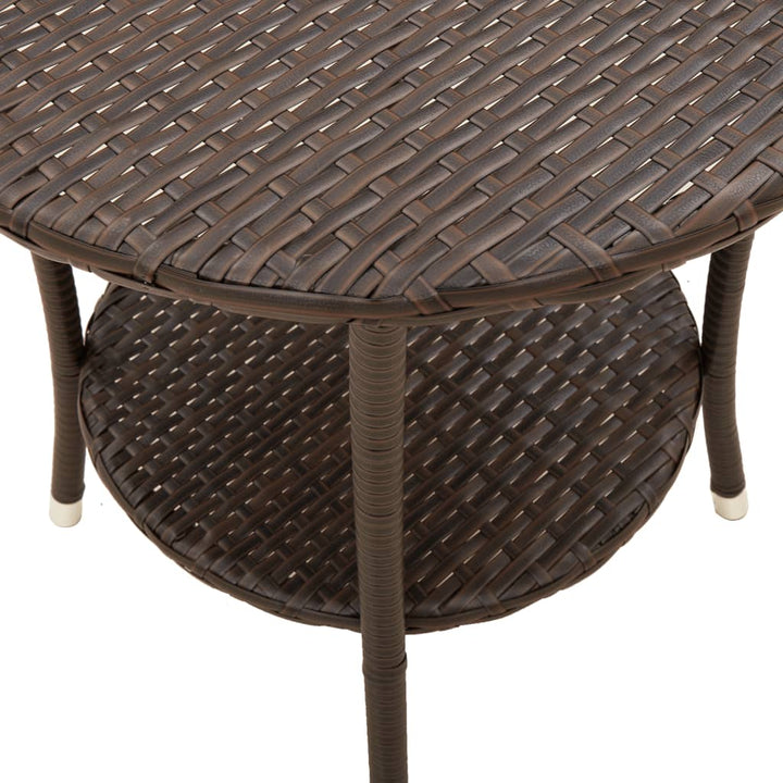 Tuinstoelen 2 st verstelbaar met tafel poly rattan bruin