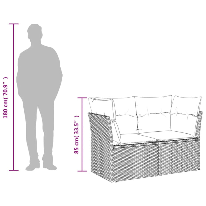 Tuinbank 2-zits met kussens poly rattan zwart