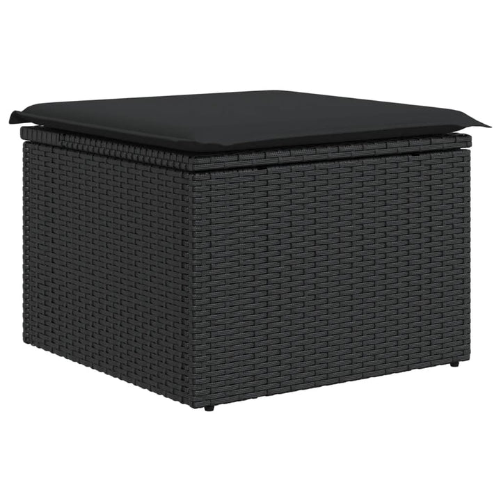 Tuinkruk met kussen 55x55x37 cm poly rattan zwart