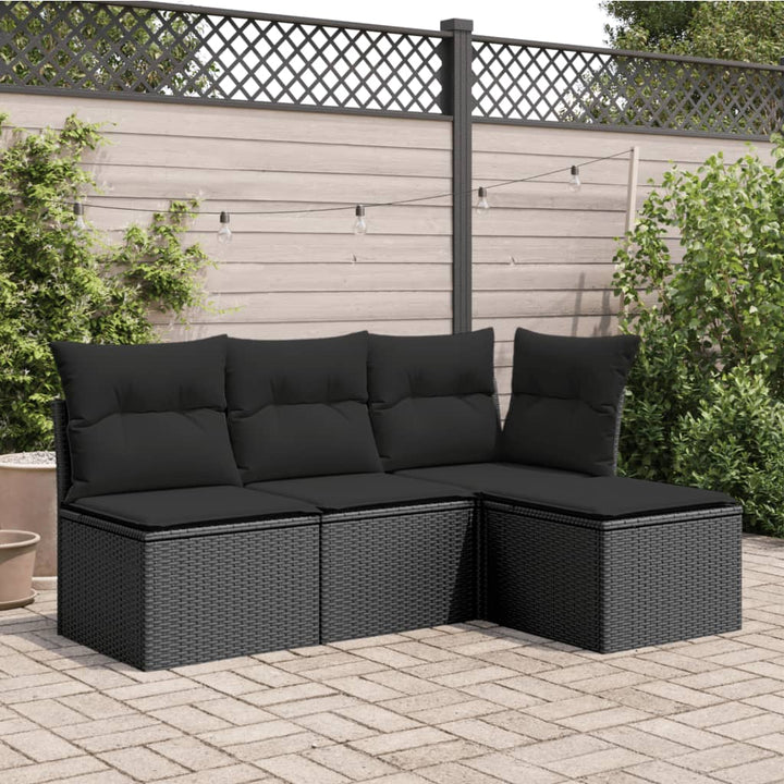 Tuinkruk met kussen 55x55x37 cm poly rattan zwart