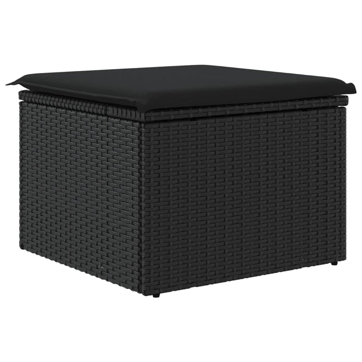 Tuinkruk met kussen 55x55x37 cm poly rattan zwart