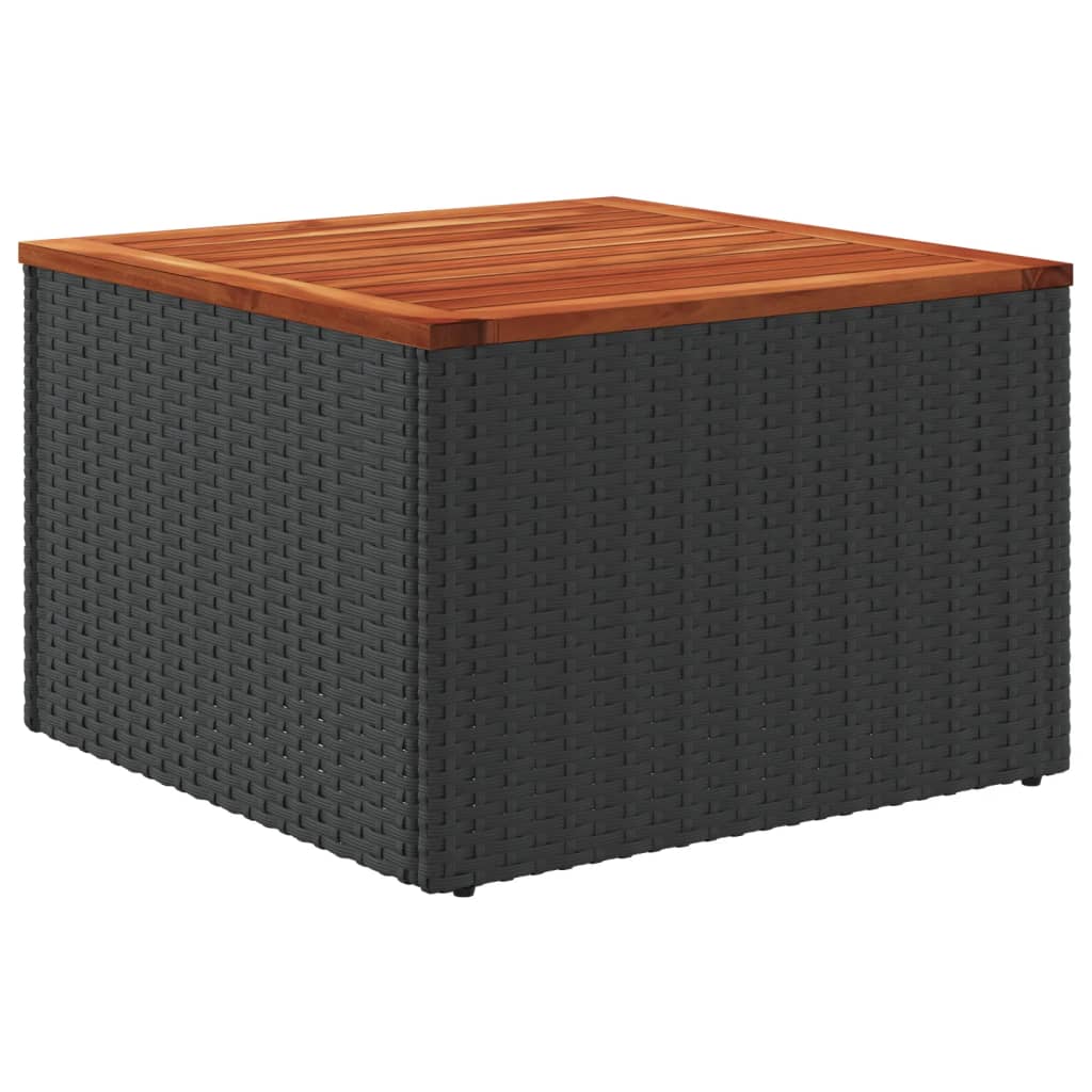 Tuintafel 55x55x37 cm poly rattan en acaciahout zwart