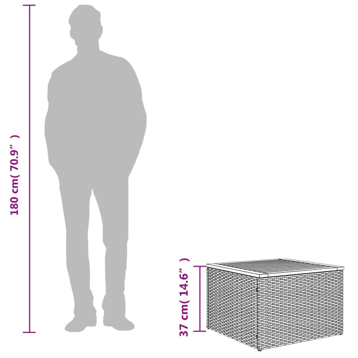 Tuintafel 55x55x37 cm poly rattan en acaciahout zwart