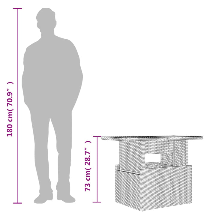 Tuintafel 100x55x73 cm poly rattan en acaciahout zwart