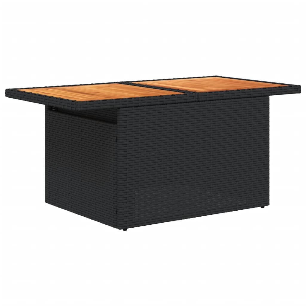 Tuintafel 100x55x73 cm poly rattan en acaciahout zwart