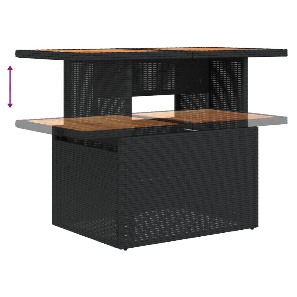 Tuintafel 100x55x73 cm poly rattan en acaciahout zwart