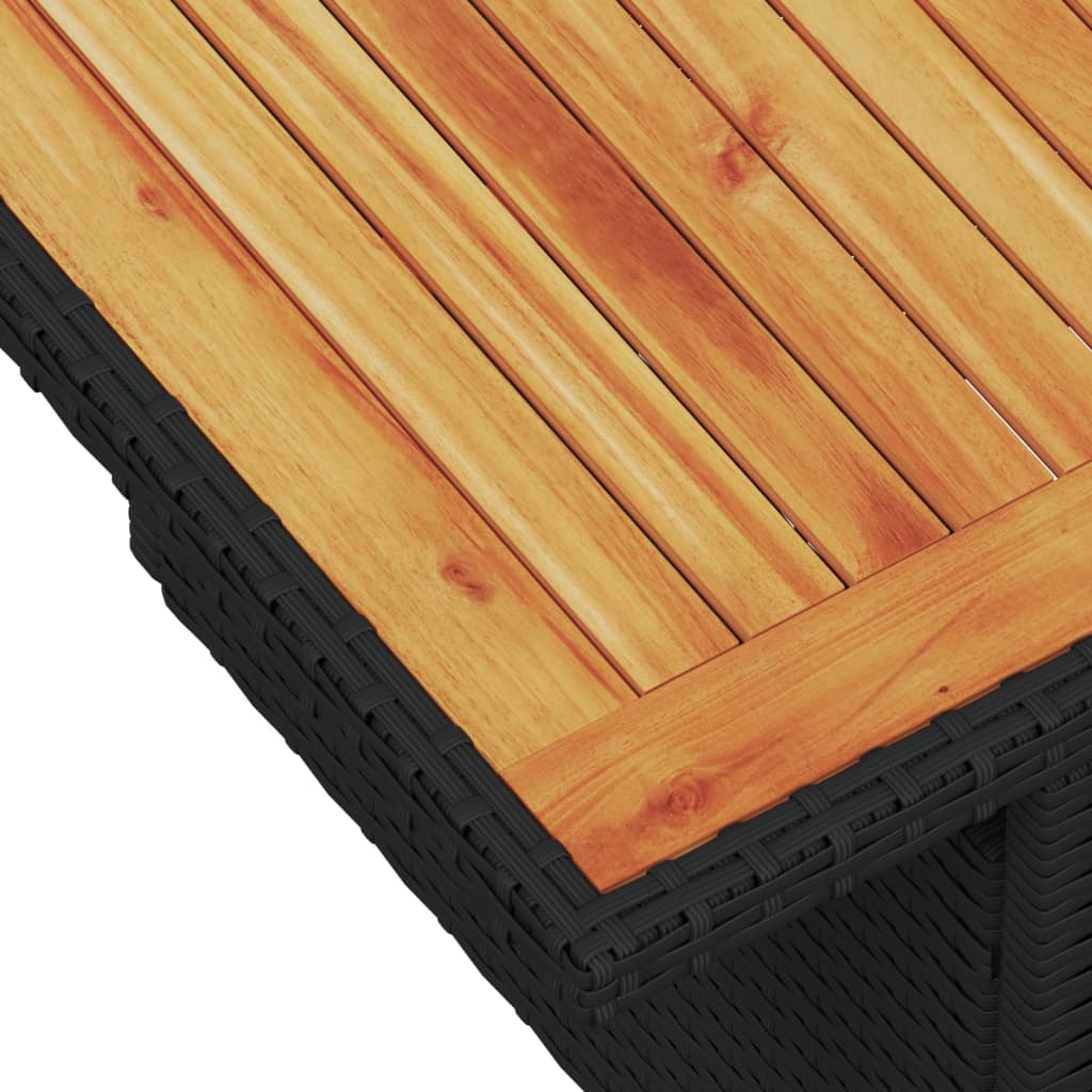 Tuintafel 100x55x73 cm poly rattan en acaciahout zwart