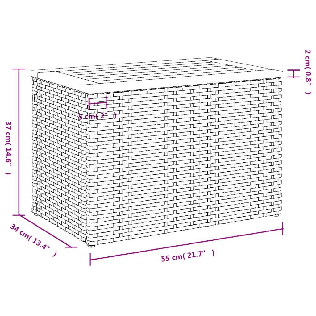 Tuinbijzettafels 2 st 55x34x37 cm hout poly rattan zwart