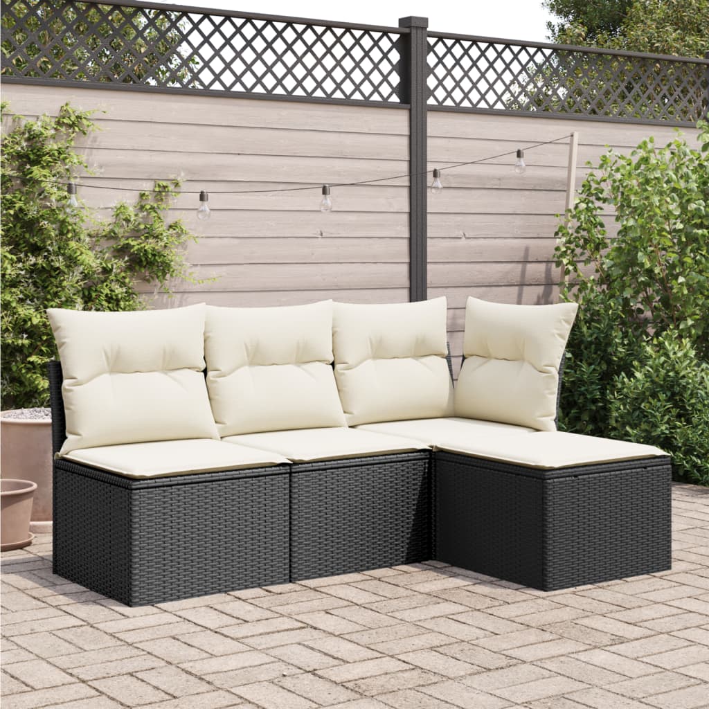 Tuinkruk met kussen 55x55x37 cm poly rattan zwart