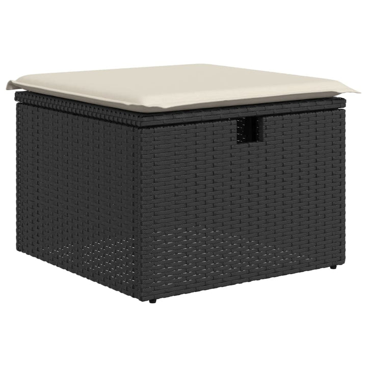 Tuinkruk met kussen 55x55x37 cm poly rattan zwart