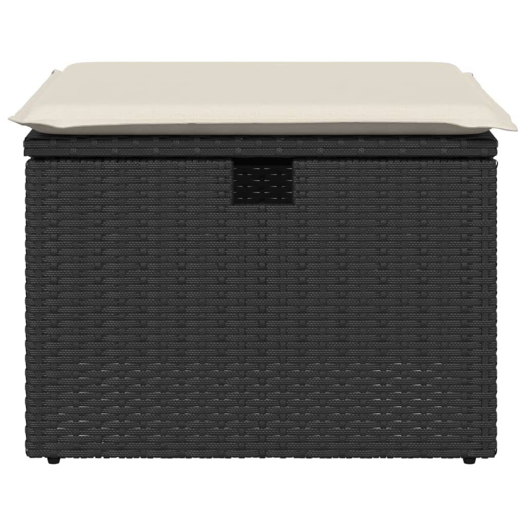 Tuinkruk met kussen 55x55x37 cm poly rattan zwart