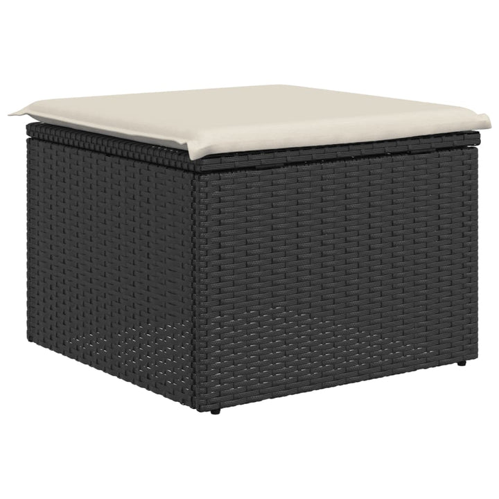 Tuinkruk met kussen 55x55x37 cm poly rattan zwart