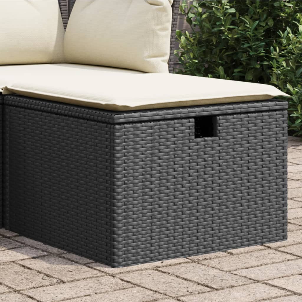 Tuinkruk met kussen 55x55x37 cm poly rattan zwart