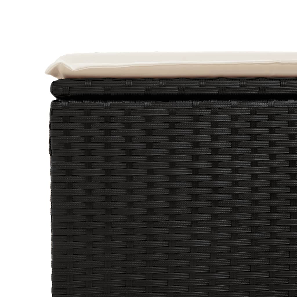 Tuinkruk met kussen 55x55x37 cm poly rattan zwart