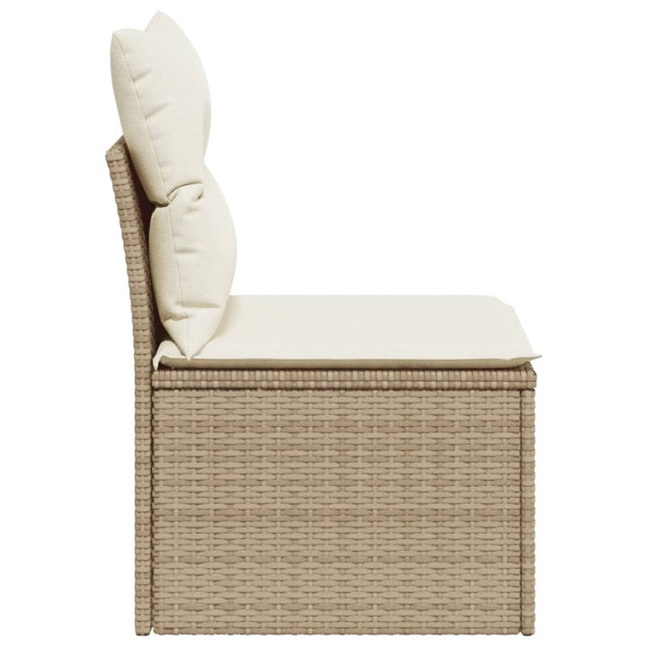 Tuinbank zonder armleuning met kussens poly rattan beige