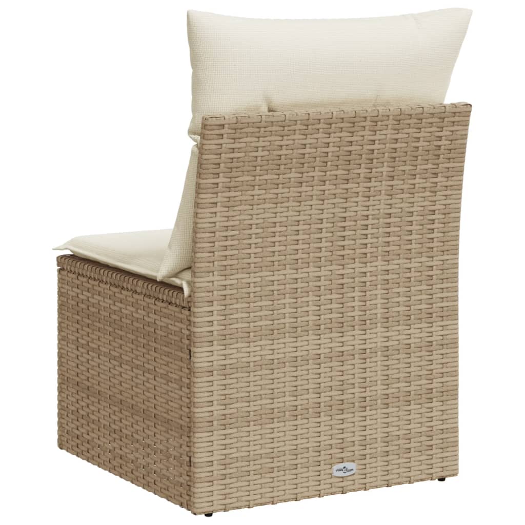 Tuinbank zonder armleuning met kussens poly rattan beige