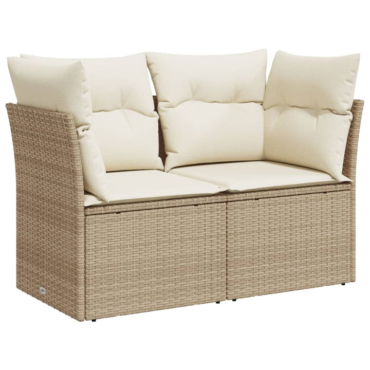 Tuinbank 2-zits met kussens poly rattan beige