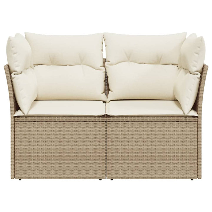 Tuinbank 2-zits met kussens poly rattan beige