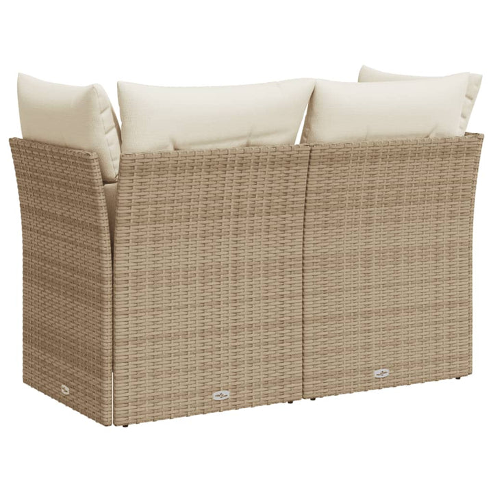 Tuinbank 2-zits met kussens poly rattan beige