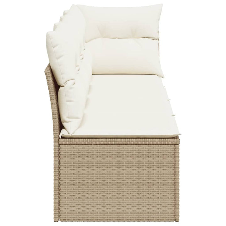 Tuinbank 4-zits met kussens poly rattan beige