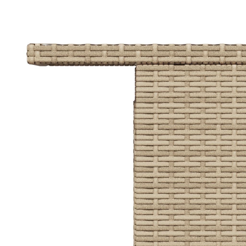 Tuintafel met glazen blad 100x55x73 cm poly rattan beige