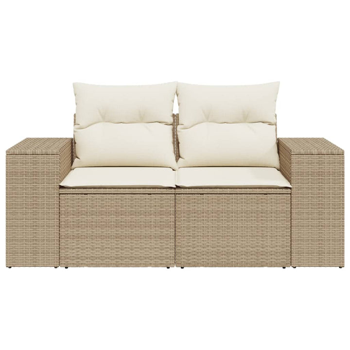 Tuinbank 2-zits met kussens poly rattan beige