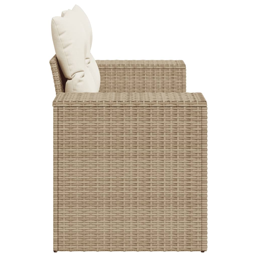 Tuinbank 2-zits met kussens poly rattan beige