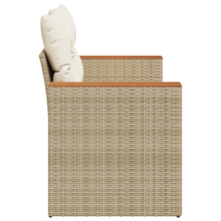 Tuinbank 2-zits met kussens poly rattan beige