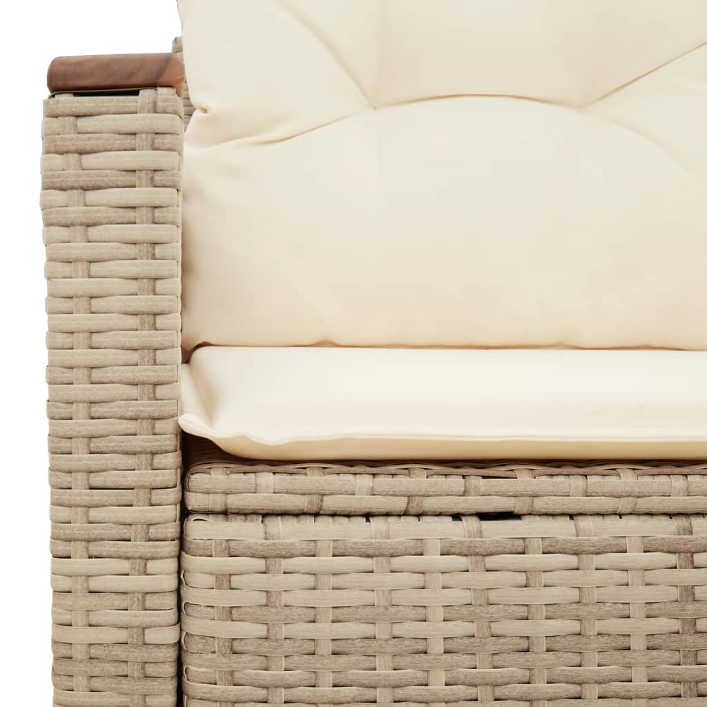 Tuinbank 2-zits met kussens poly rattan beige