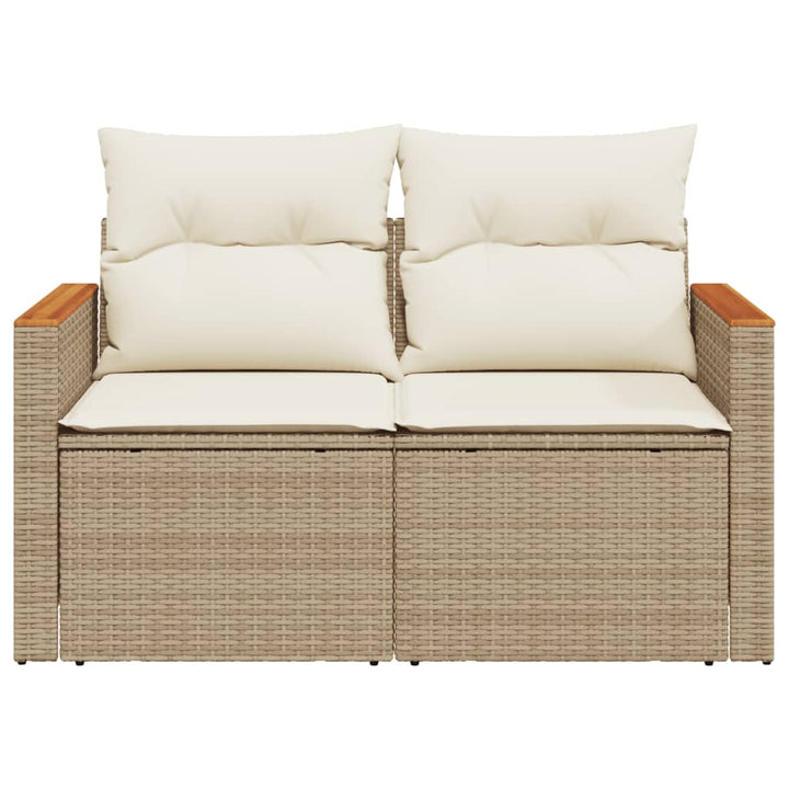 Tuinbank 2-zits met kussens poly rattan beige