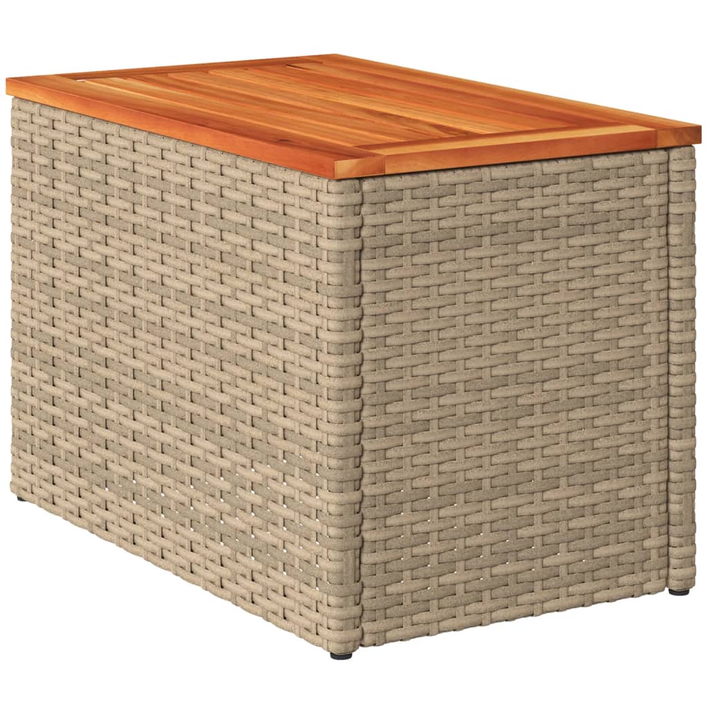 Tuinbijzettafels 2 st 55x34x37 cm poly rattan en hout beige