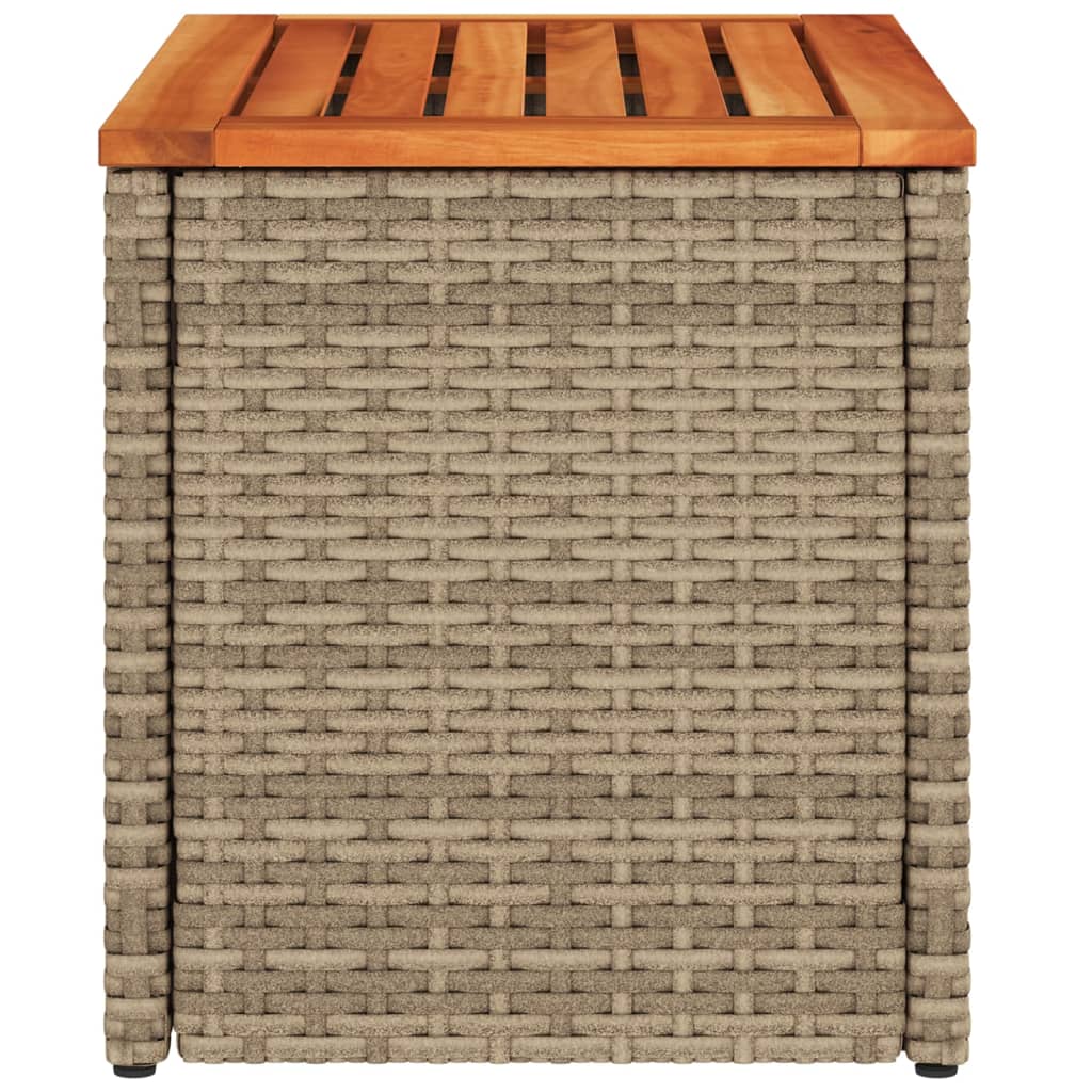 Tuinbijzettafels 2 st 55x34x37 cm poly rattan en hout beige