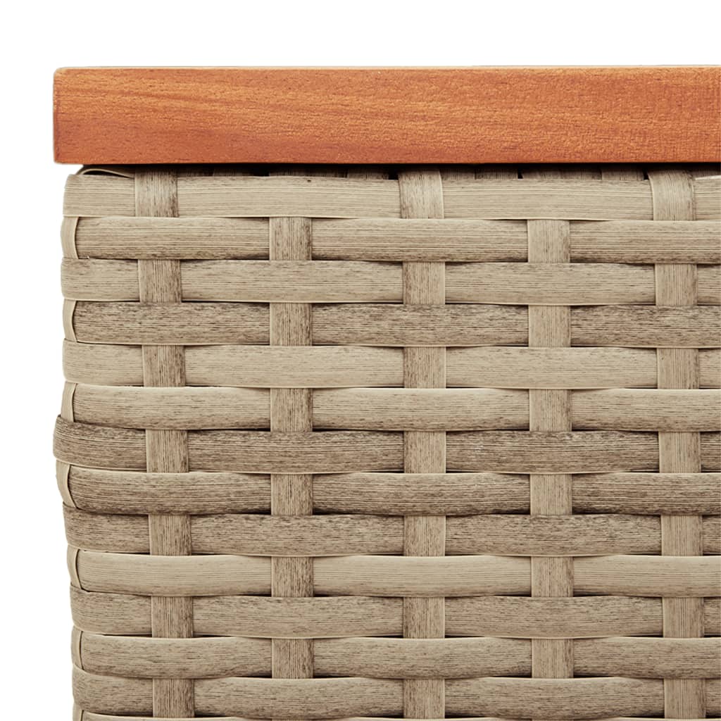 Tuinbijzettafels 2 st 55x34x37 cm poly rattan en hout beige