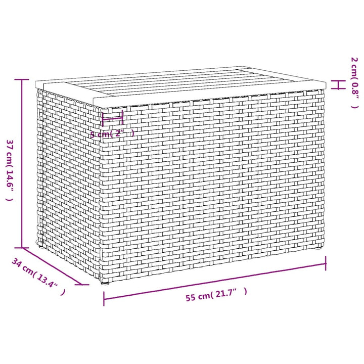 Tuinbijzettafels 2 st 55x34x37 cm poly rattan en hout beige