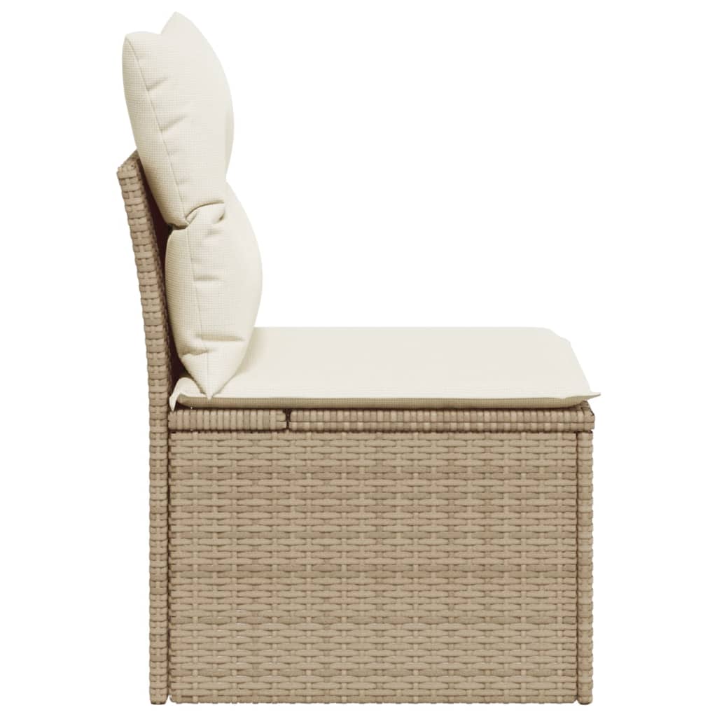 Tuinbank zonder armleuning met kussens poly rattan beige