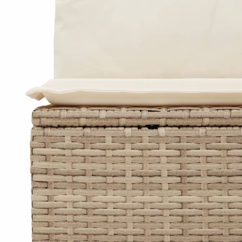 Tuinbank zonder armleuning met kussens poly rattan beige