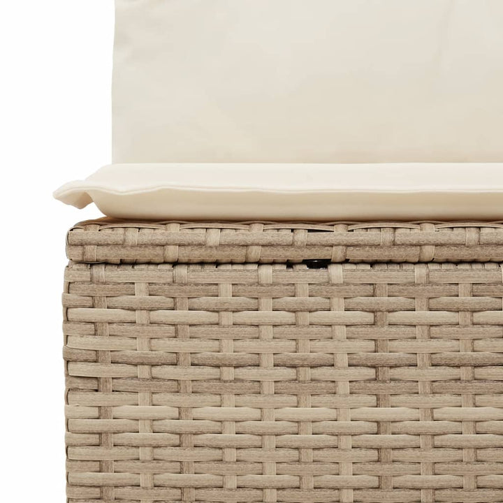 Tuinbank zonder armleuning met kussens poly rattan beige