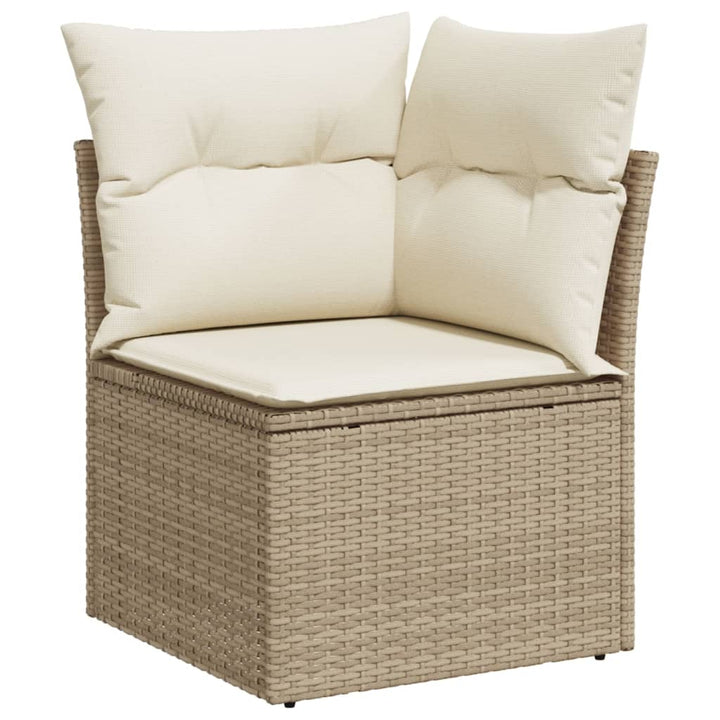 Tuinhoekbank met kussens poly rattan beige