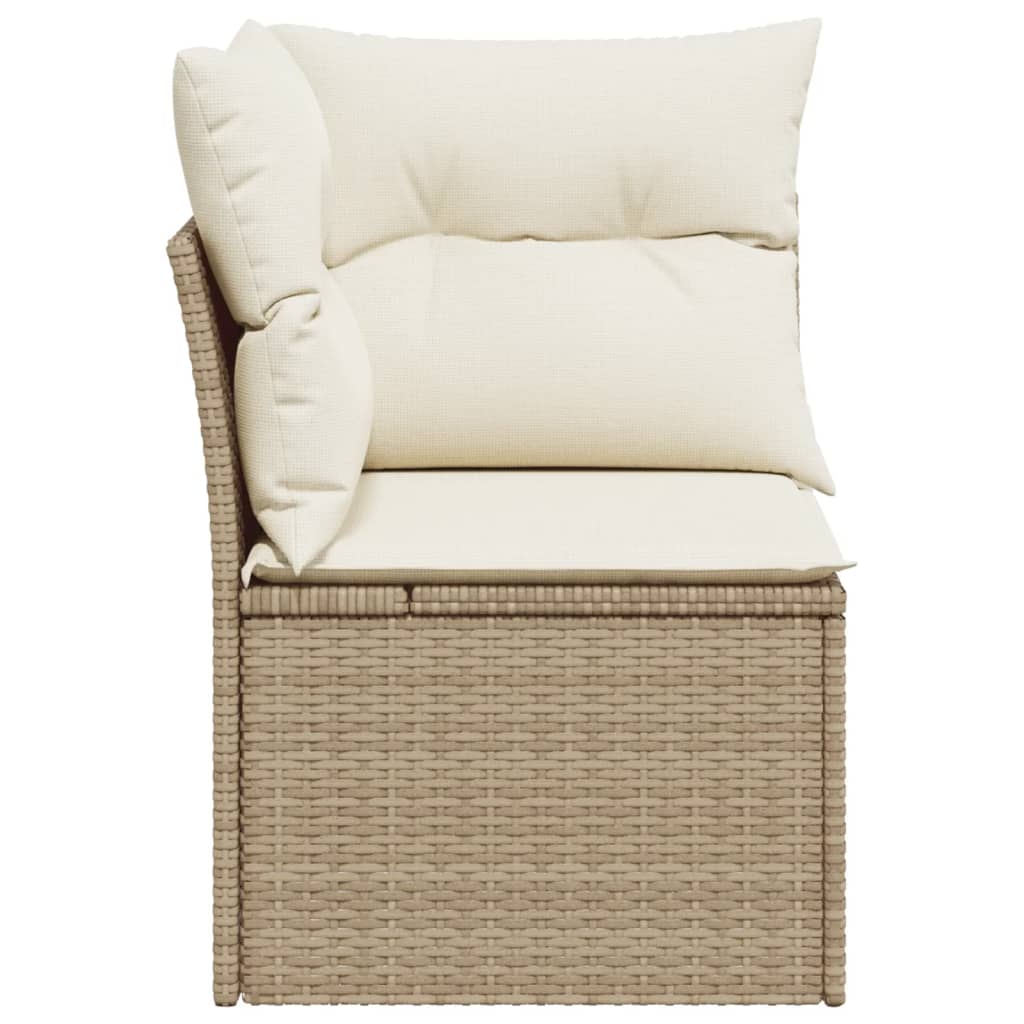 Tuinhoekbank met kussens poly rattan beige